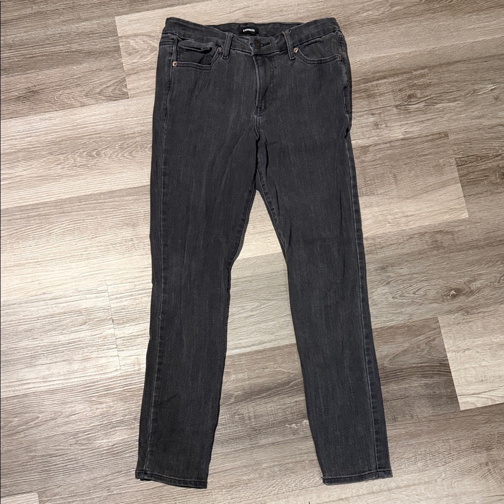 Express black skinny mid rise ultra hyper stretch jeans size medium
